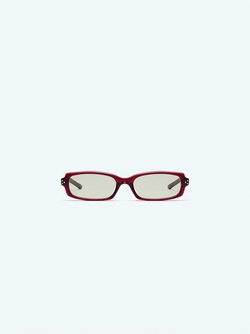 GENTLE MONSTER Burgundy Rectangular Sunglasses with Gold Accents